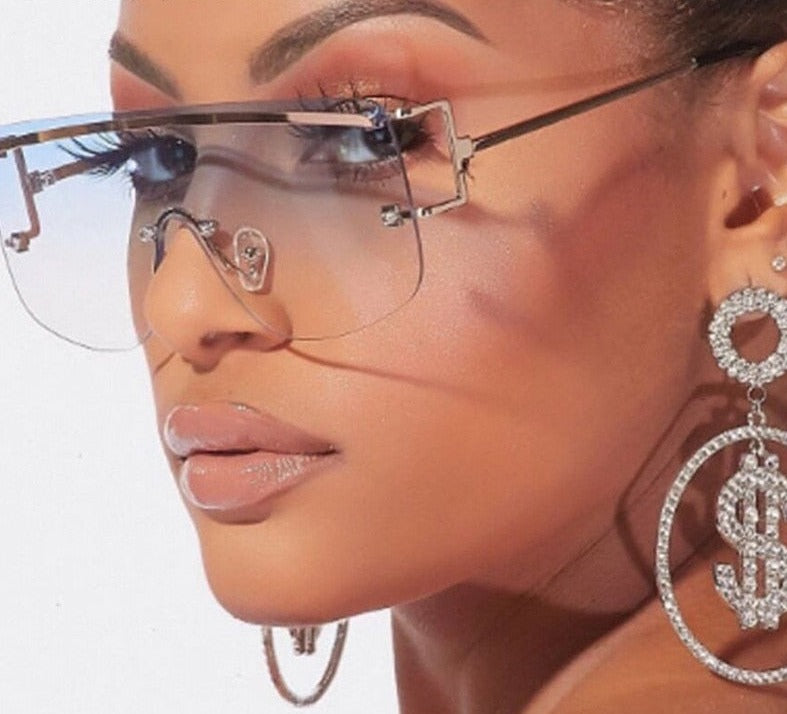 CHYLEANNA  Flat Oversized Rimless Gradient Sunglasses