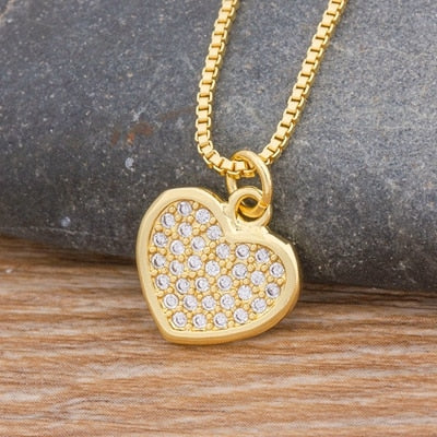 CHYLEANNA  Heart Zirconia Pendant Chain Necklace