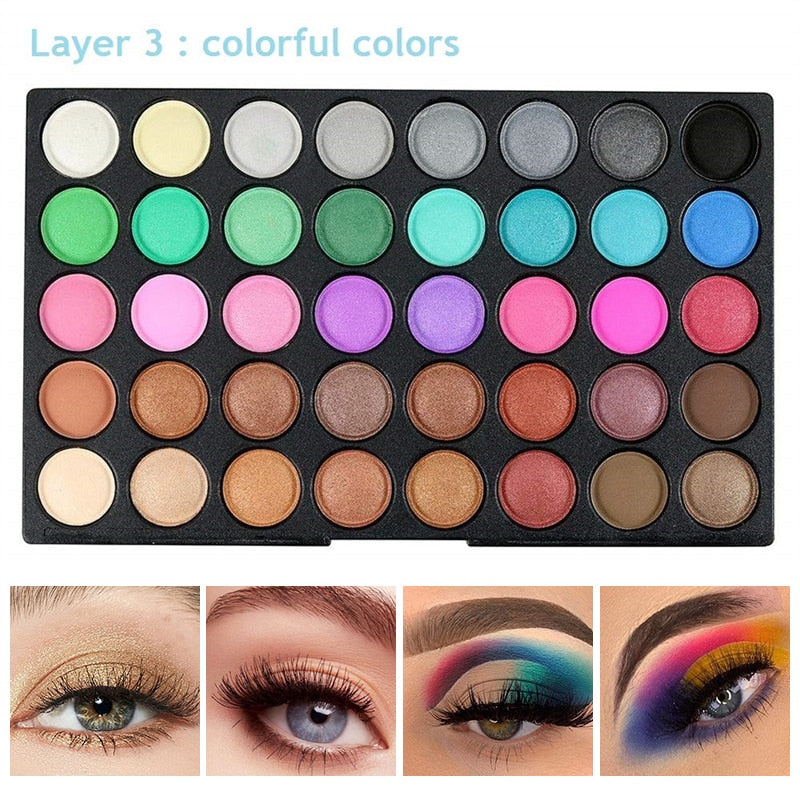 CHYLEANNA  120 Colors Shimmer Glitter Eye Shadow 20 Pcs Brush Set