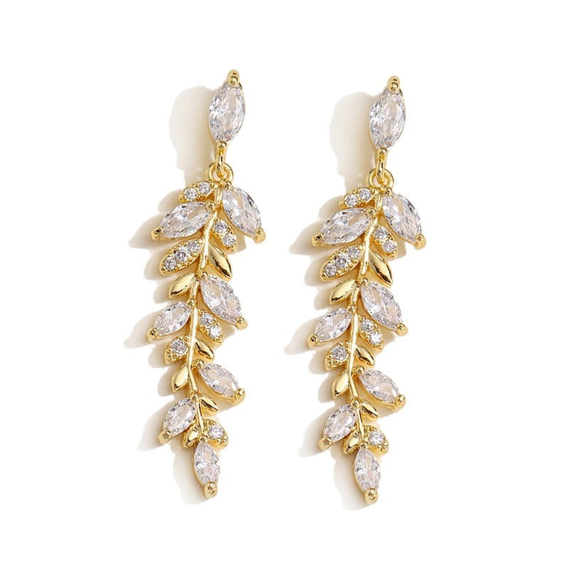 CHYLEANNA  Zirconia Leaves Earrings