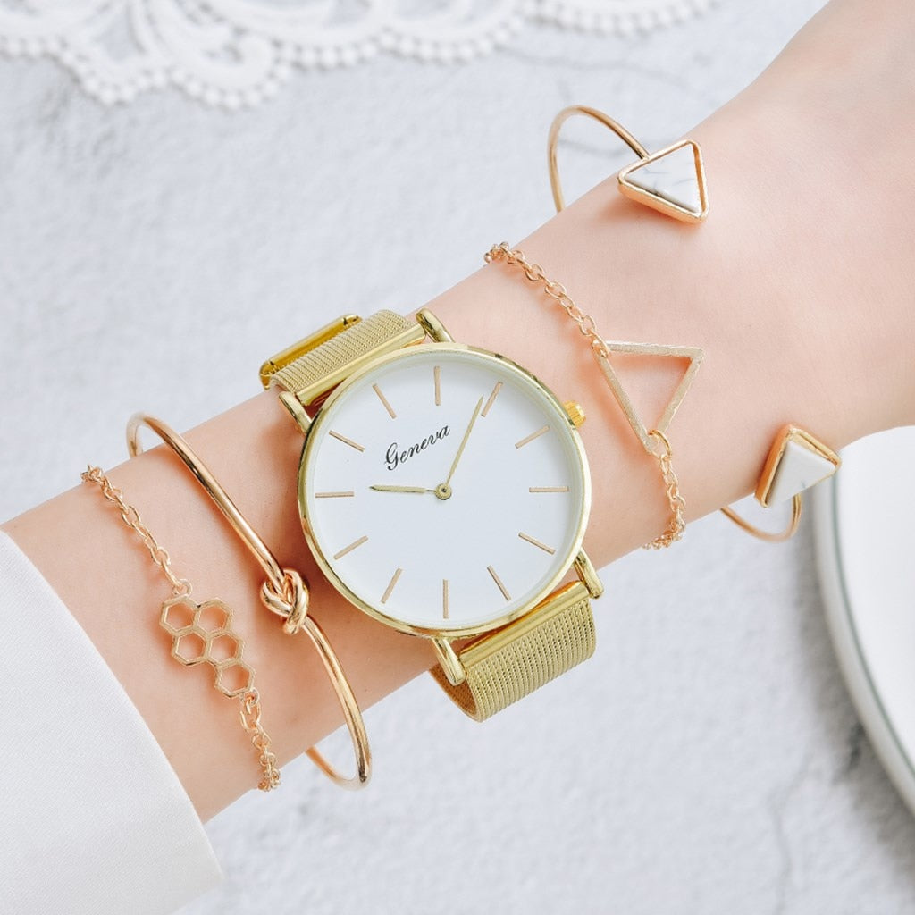 CHYLEANNA Elegant mesh riemhorloge