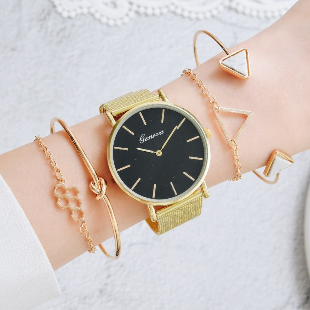 CHYLEANNA Elegant mesh riemhorloge