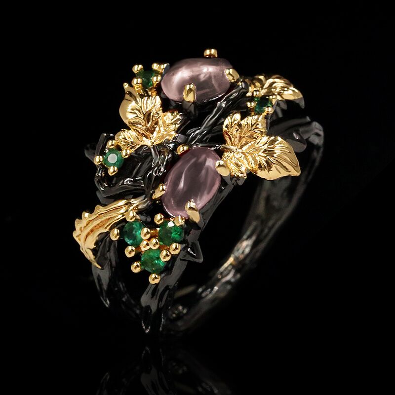 CHYLEANNA  Leaf Flower Color Zircon Ring