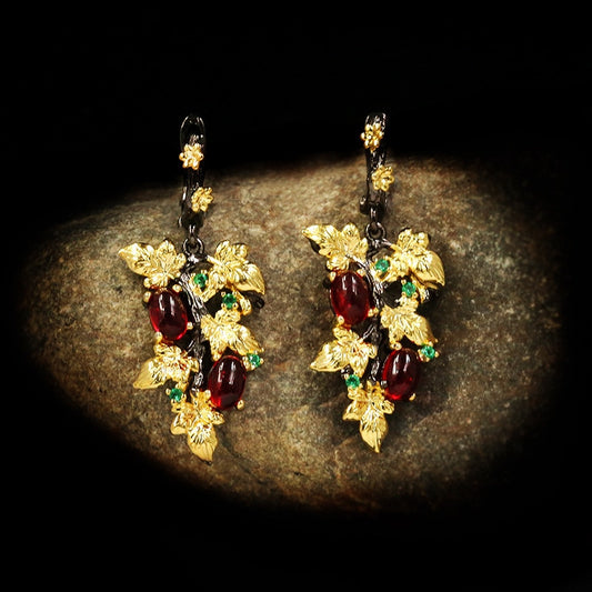 CHYLEANNA  Gemstone Leaf Earrings