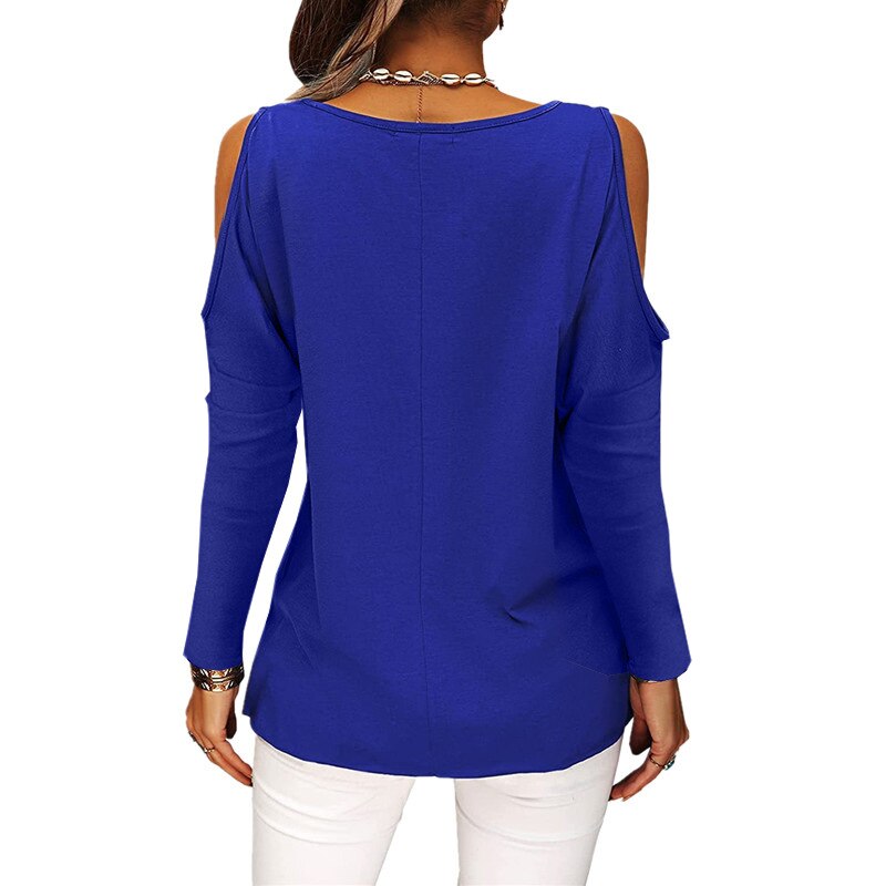 CHYLEANNA  Solid Color Off-Shoulder Tees Shirt