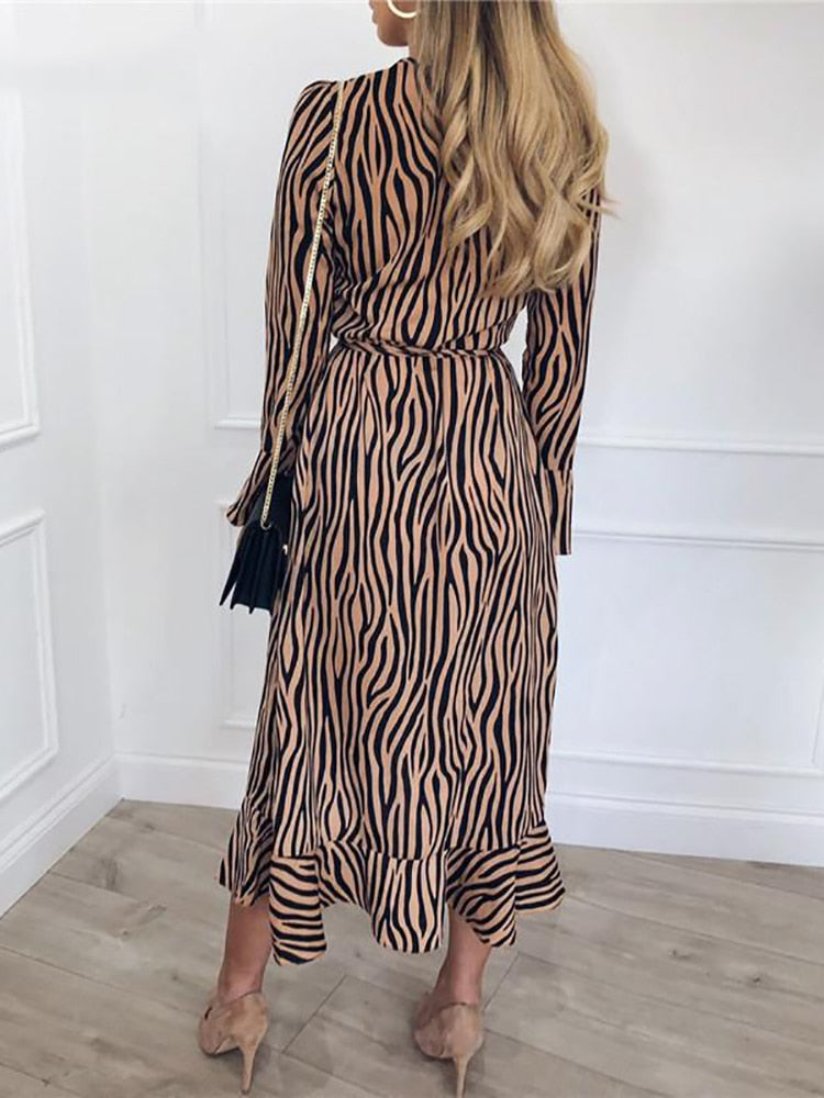 CHYLEANNA  Zebra Bohemian Ruffles Dress