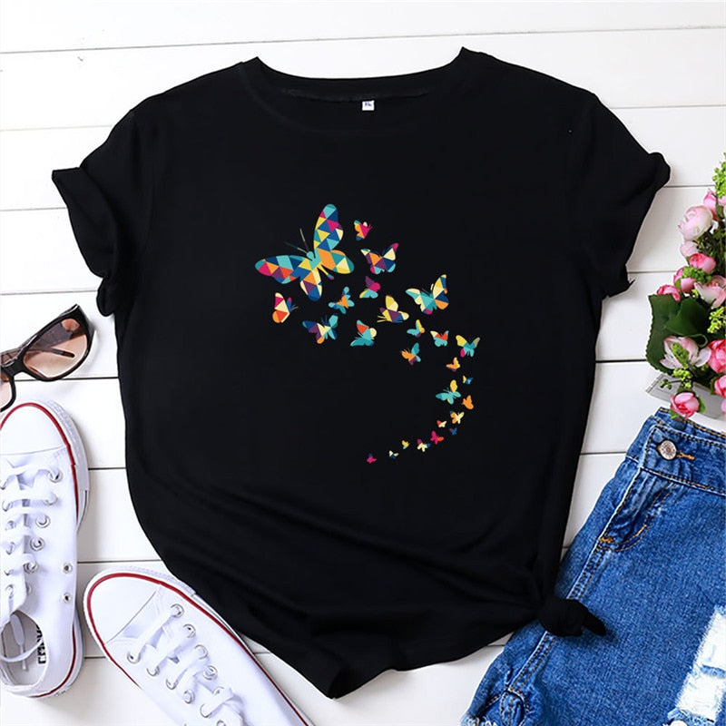 CHYLEANNA Grafisch T-shirt met vlinders