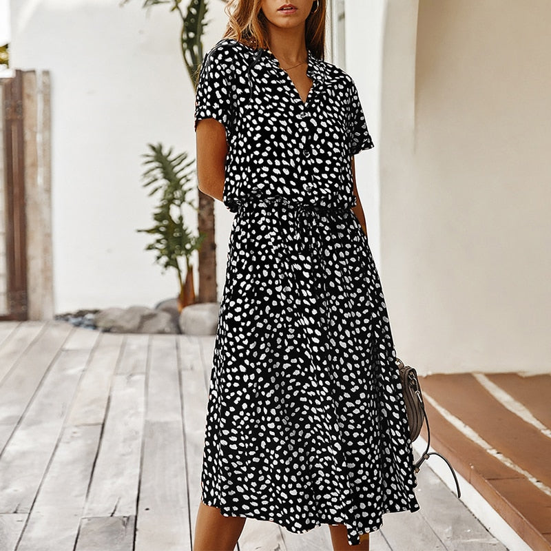 CHYLEANNA  Bohemian Turndown Collar Dress