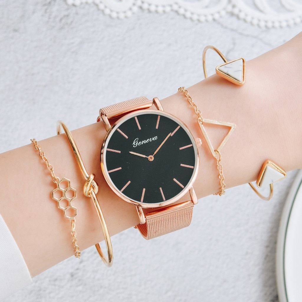 CHYLEANNA Elegant mesh riemhorloge