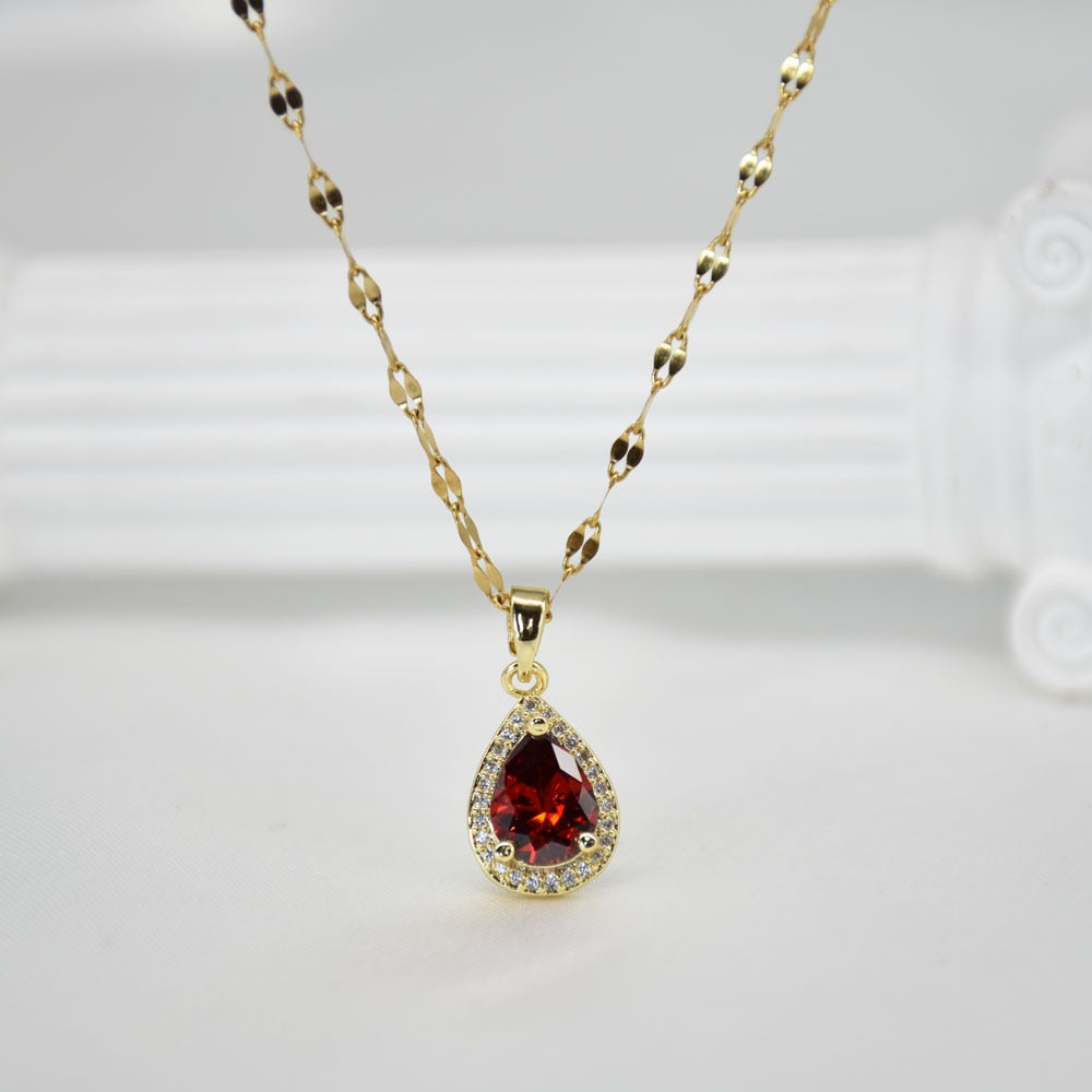 CHYLEANNA  Zircon Gold Color Pendant Necklace