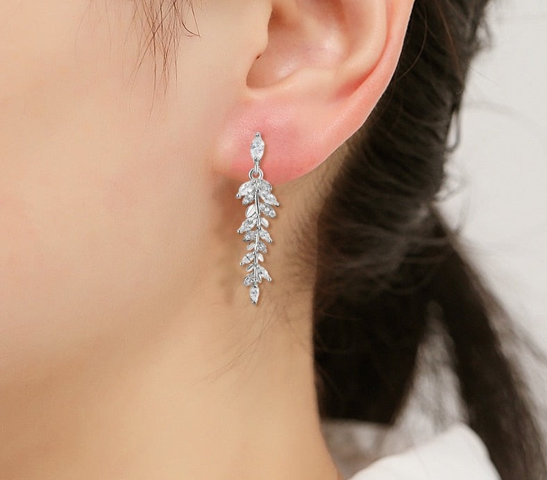 CHYLEANNA  Zirconia Leaves Earrings