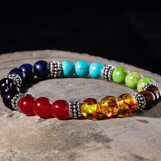 CHYLEANNA  Natural Stone Beads 7 Chakra Bracelet