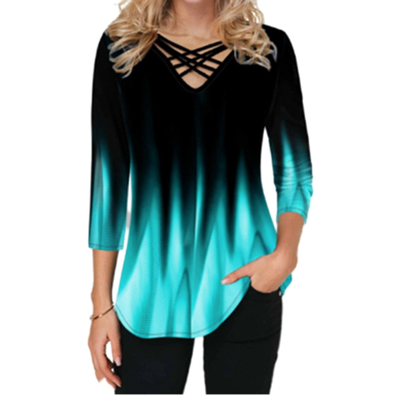 CHYLEIGH  V-Neck Criss Cross Shirt