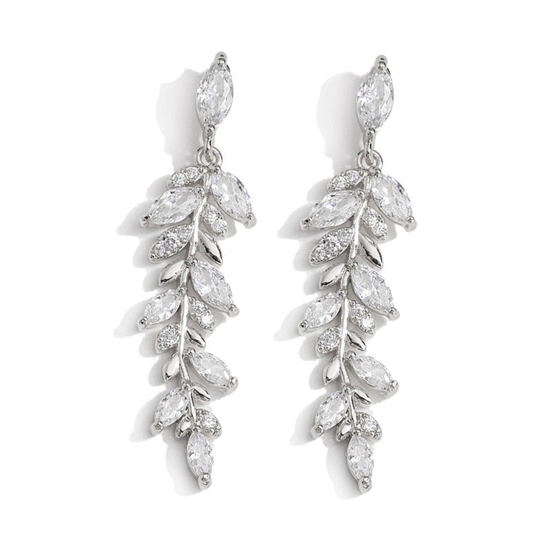 CHYLEANNA  Zirconia Leaves Earrings