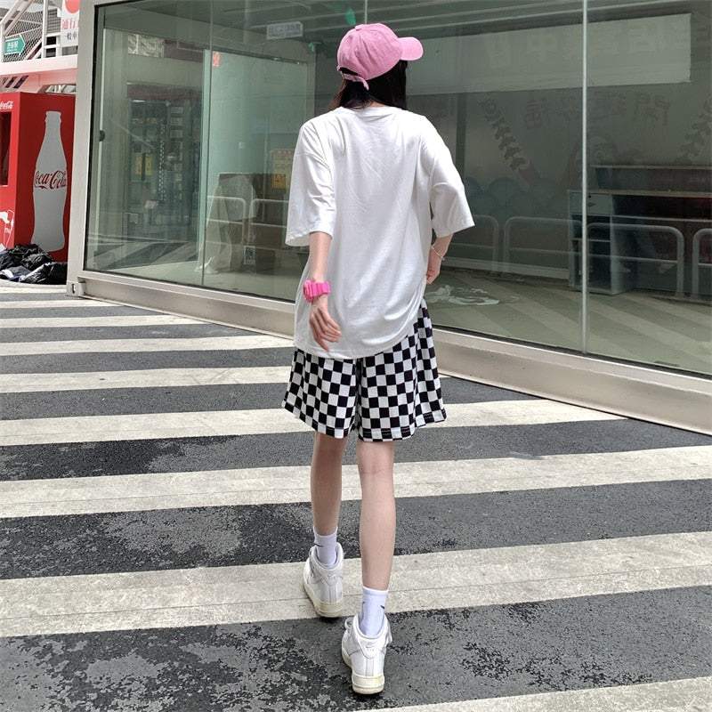 CHYLEANNA  Checkerboard Pocket Elastic Drawstring Shorts