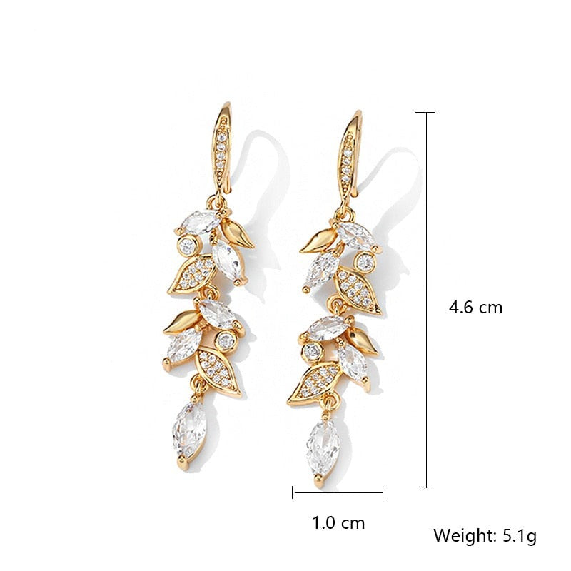 CHYLEANNA  Zirconia Leaves Earrings